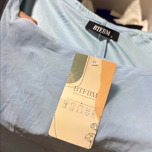 Btfbm Sky Blue Maxi Dress ruched booty - Picture 4 of 6